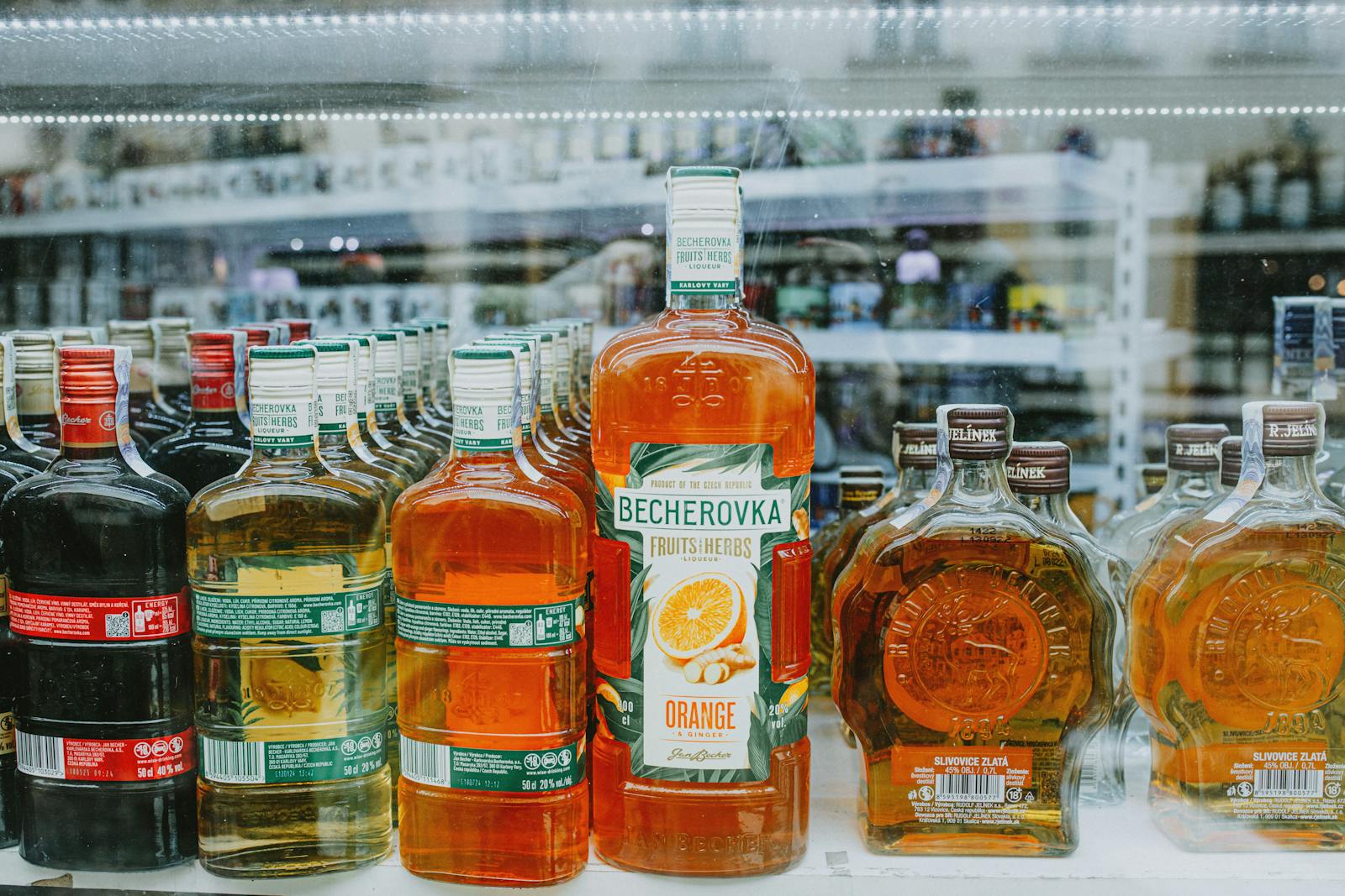 Spirits shelves at a San Francisco liquor store, available for delivery from Mike's