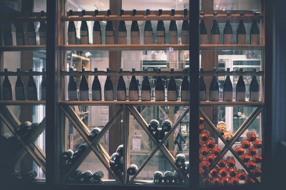 Wine bottles on display, available for delivery from Mike's in San Francisco