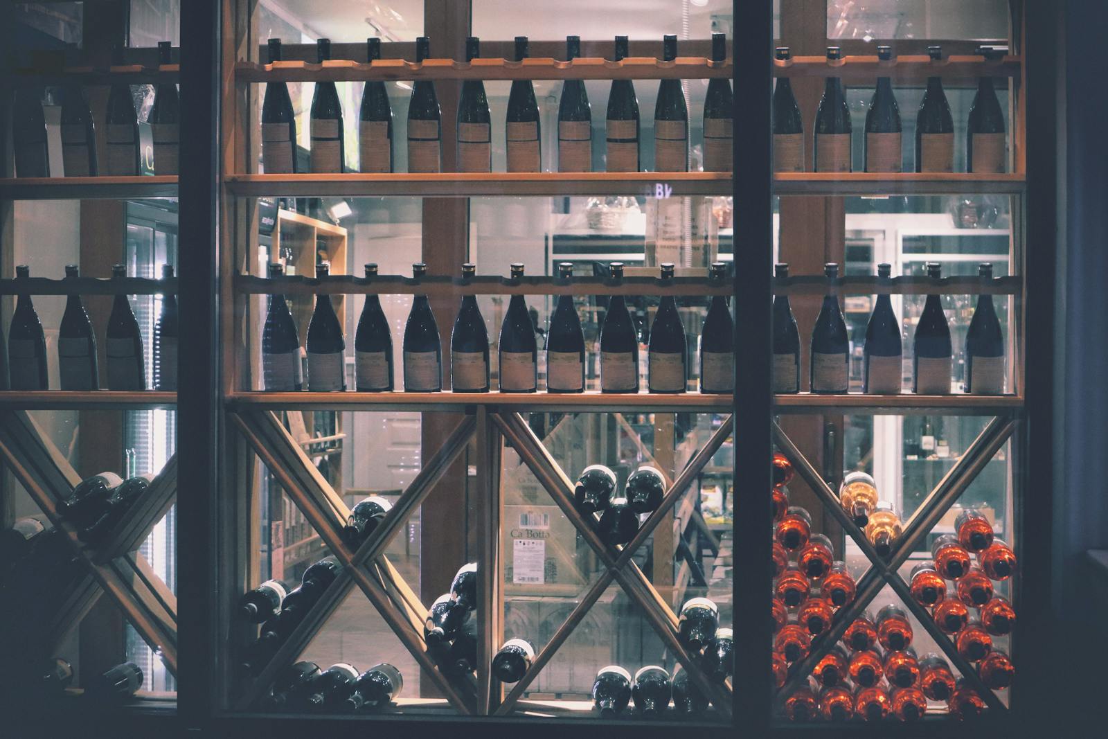 Wine bottles on display, available for delivery from Mike's in San Francisco