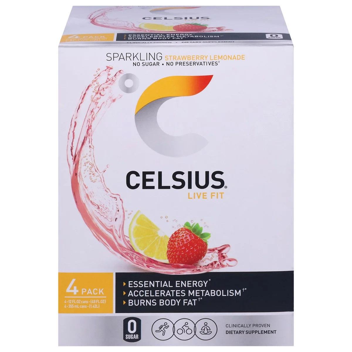 Celsius Strawberry Lemonade 12oz Can